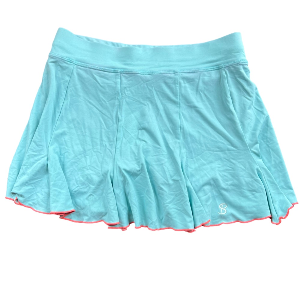 2/$15 Softbella athletic skort sz XS robin blue and coral made in USA